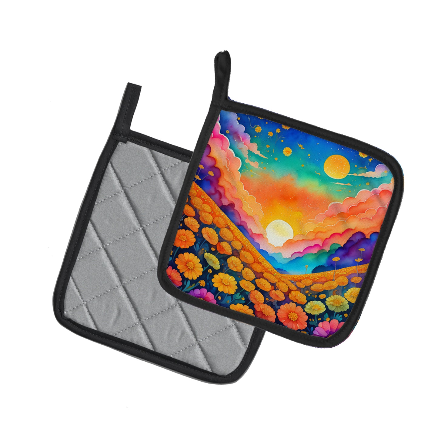 Colorful Marigolds Pair of Pot Holders