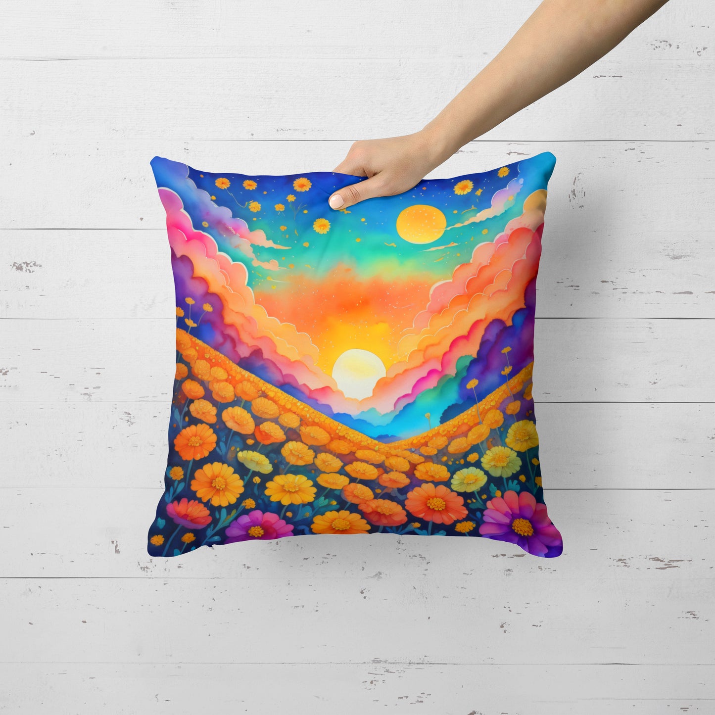 Colorful Marigolds Throw Pillow