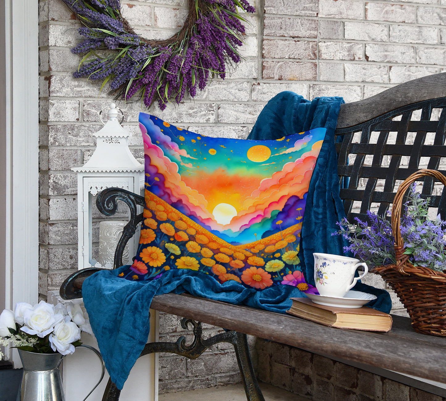 Colorful Marigolds Throw Pillow