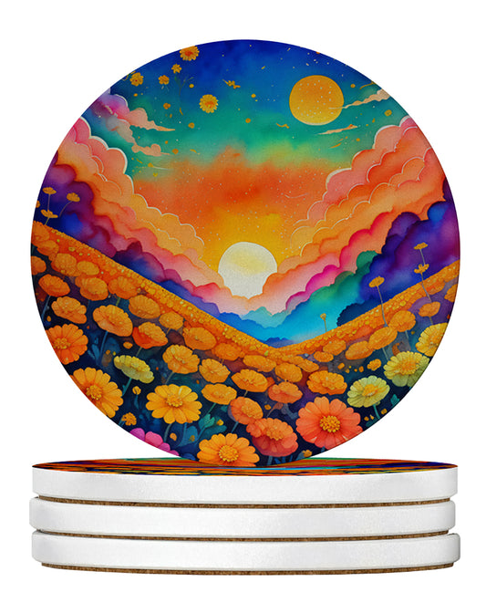 Buy this Colorful Marigolds Large Sandstone Coasters Pack of 4