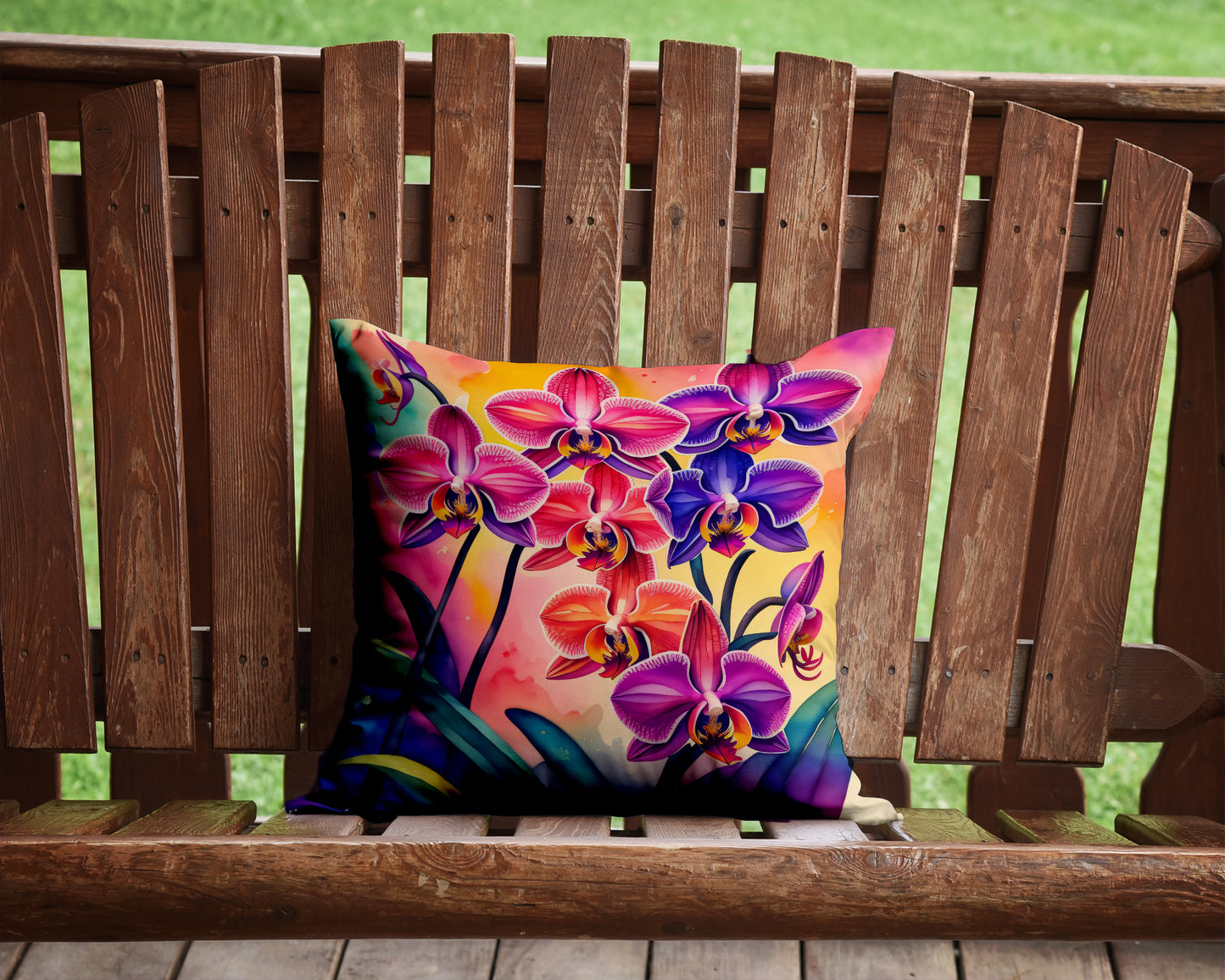 Colorful Orchids Throw Pillow