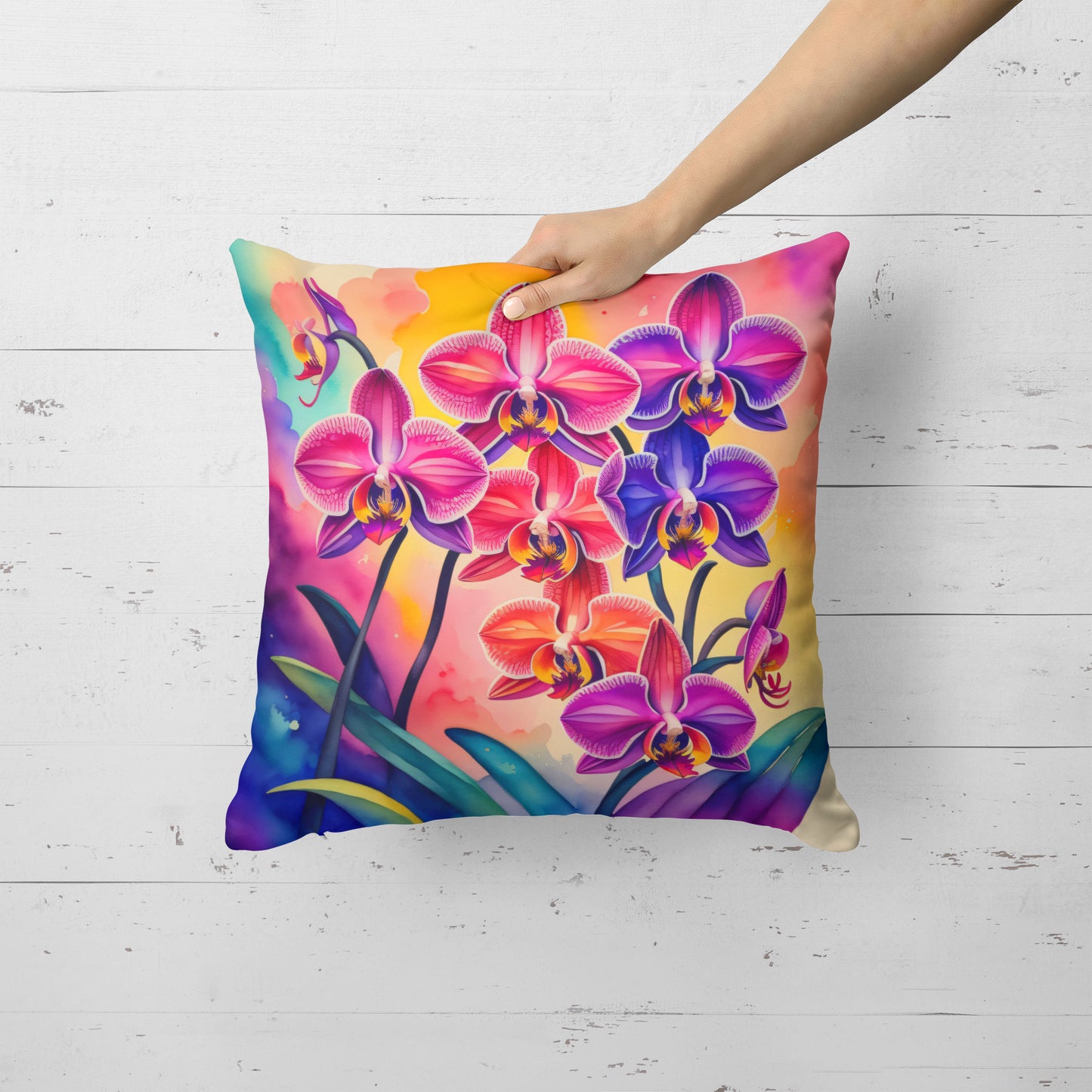 Colorful Orchids Throw Pillow