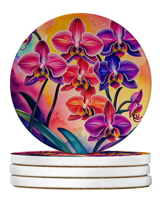 Buy this Colorful Orchids Large Sandstone Coasters Pack of 4