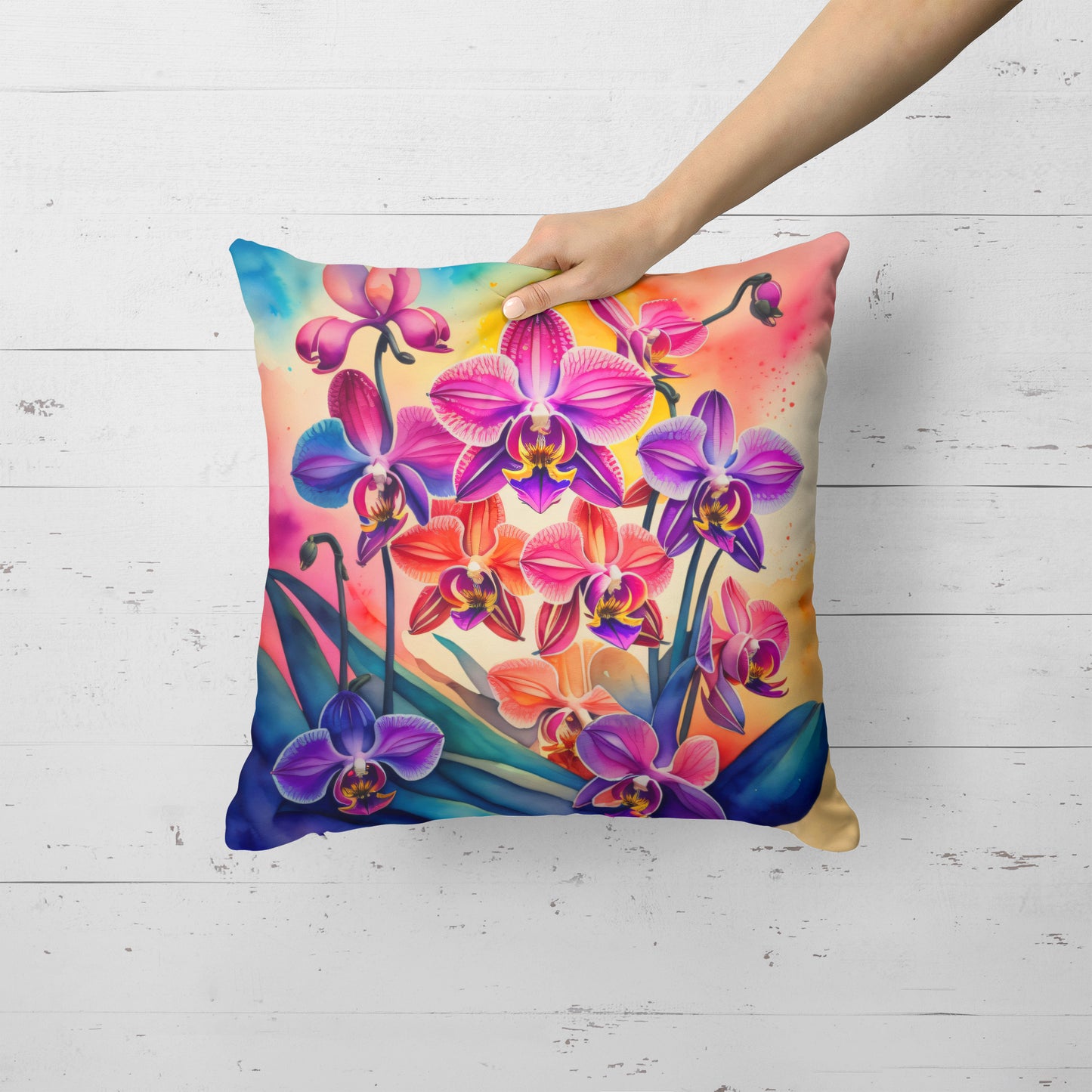 Colorful Orchids Throw Pillow