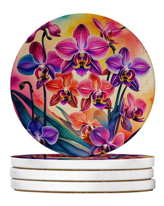 Buy this Colorful Orchids Large Sandstone Coasters Pack of 4