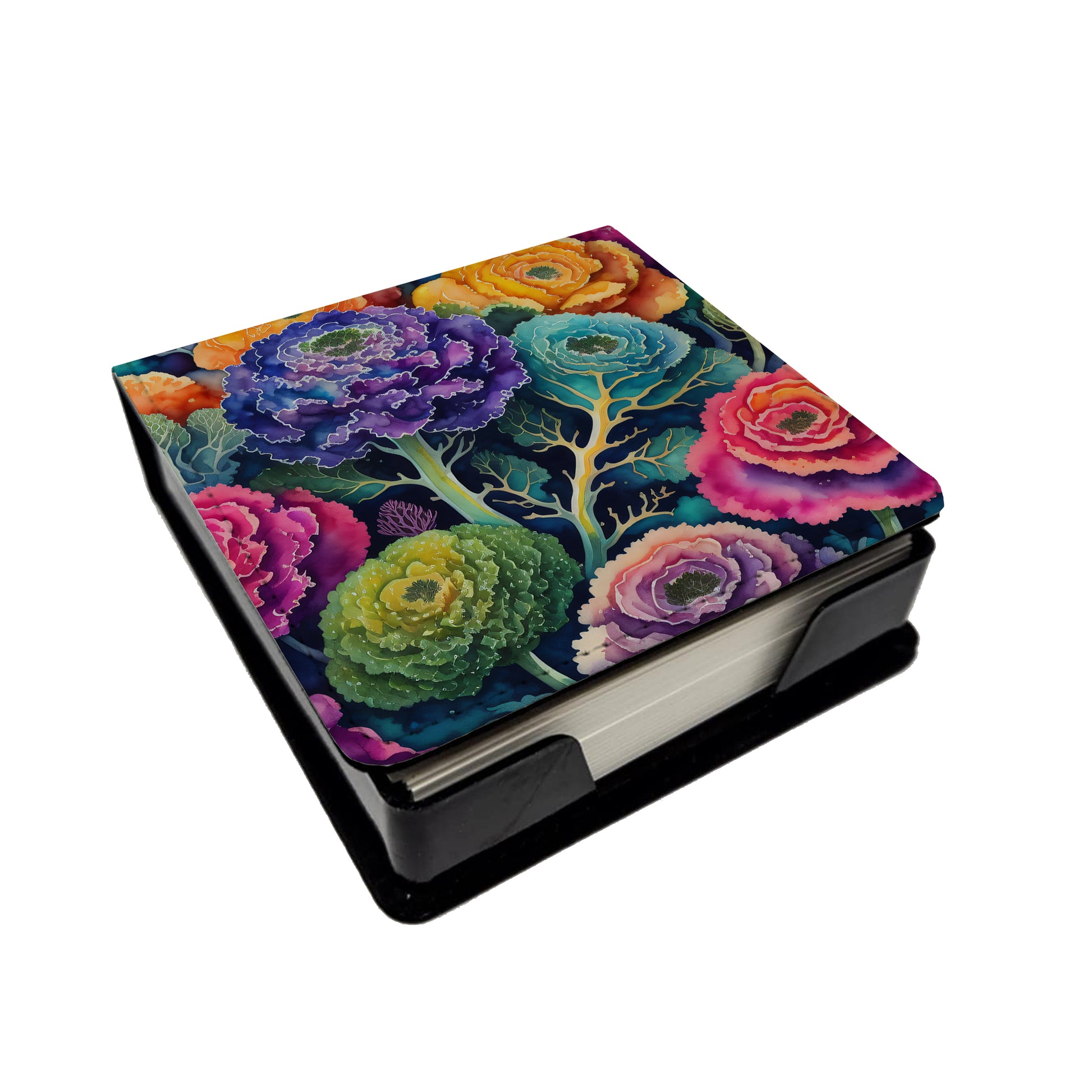 Buy this Colorful Ornamental Kale PU Leather Note Paper Holder