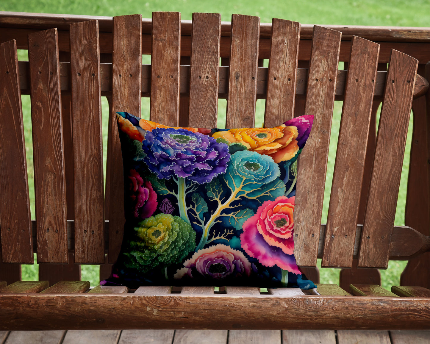 Colorful Ornamental Kale Throw Pillow