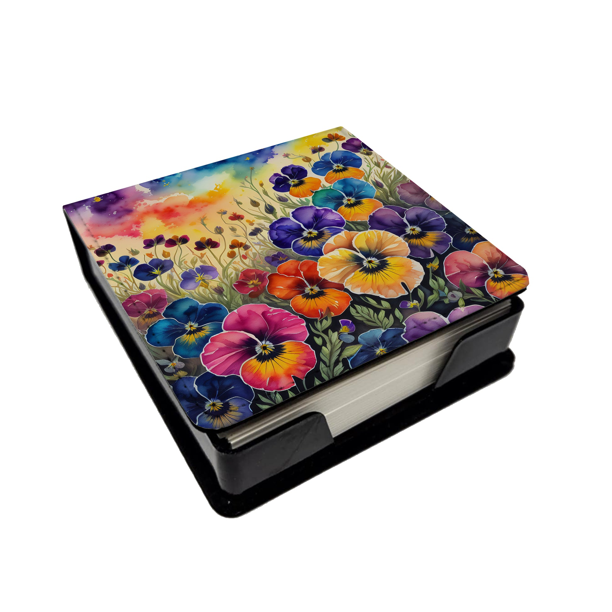Buy this Colorful Pansies PU Leather Note Paper Holder