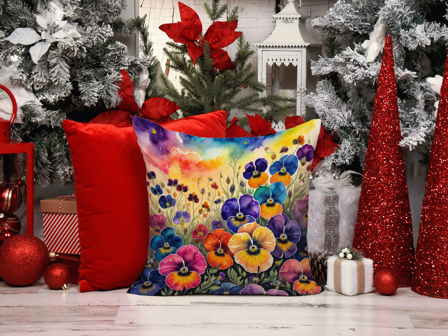 Colorful Pansies Throw Pillow