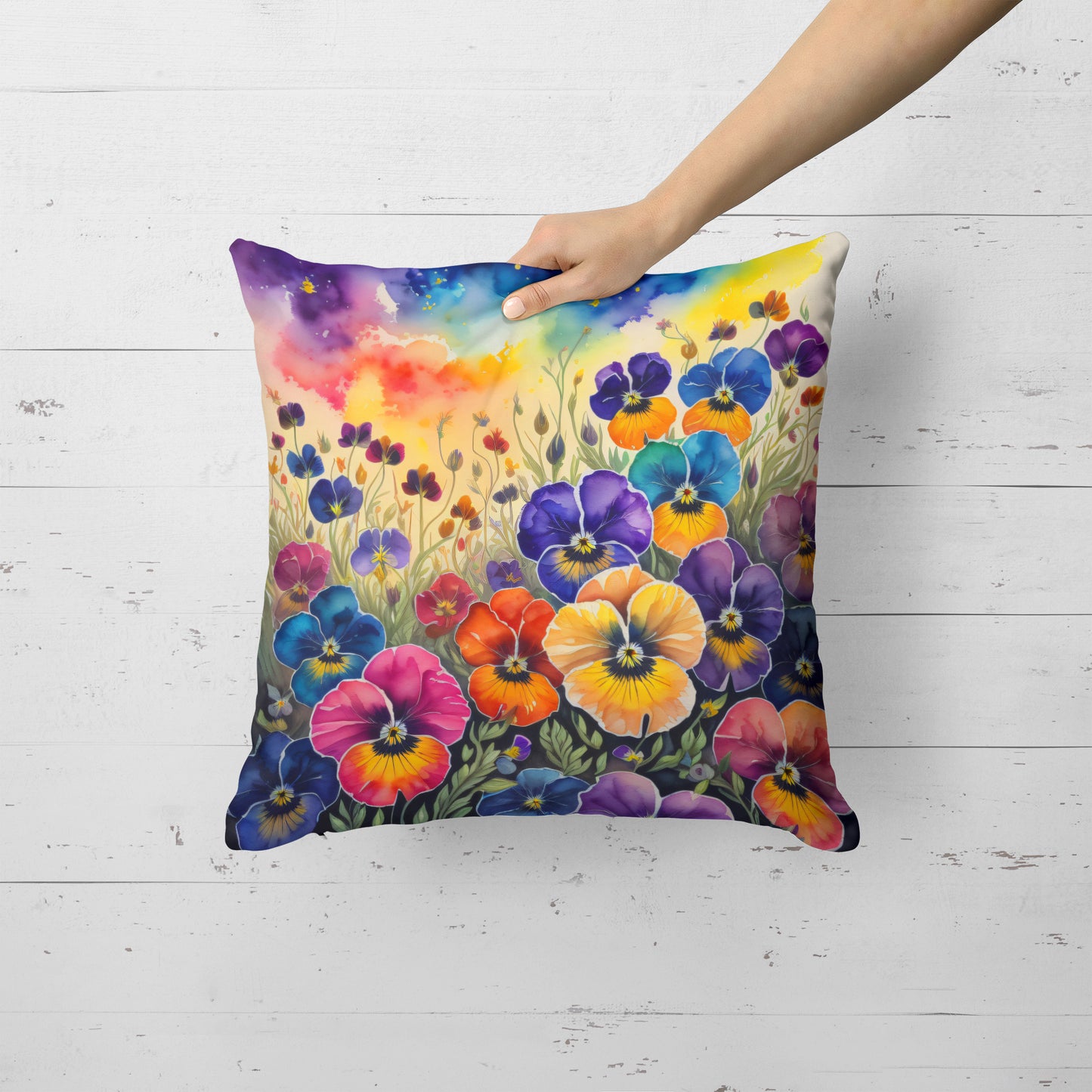 Colorful Pansies Throw Pillow