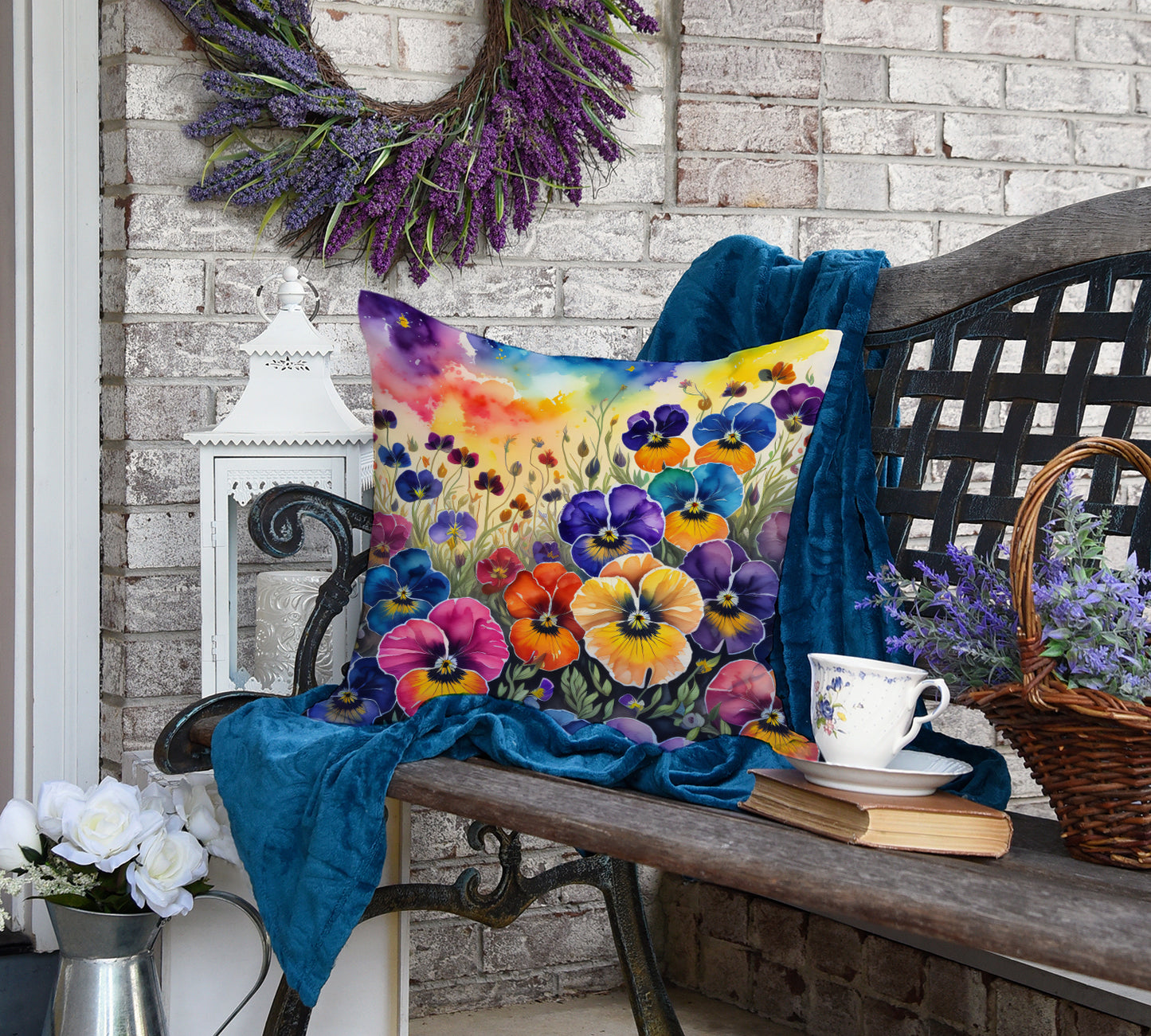 Colorful Pansies Throw Pillow