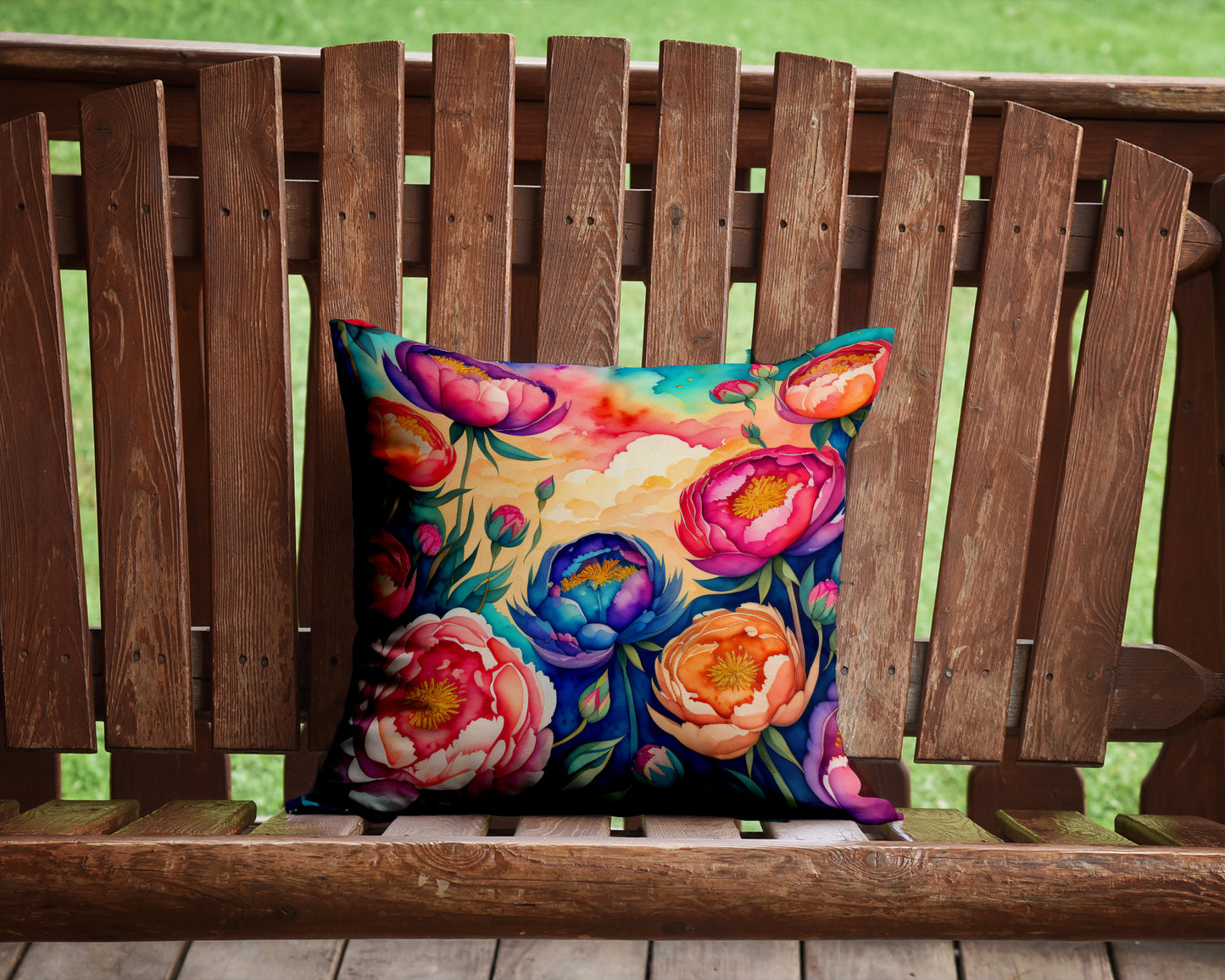 Colorful Peonies Throw Pillow