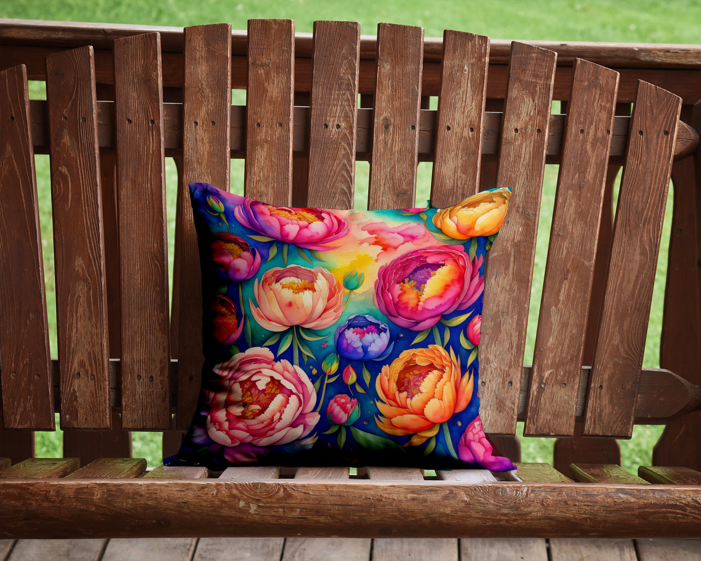 Colorful Peonies Throw Pillow