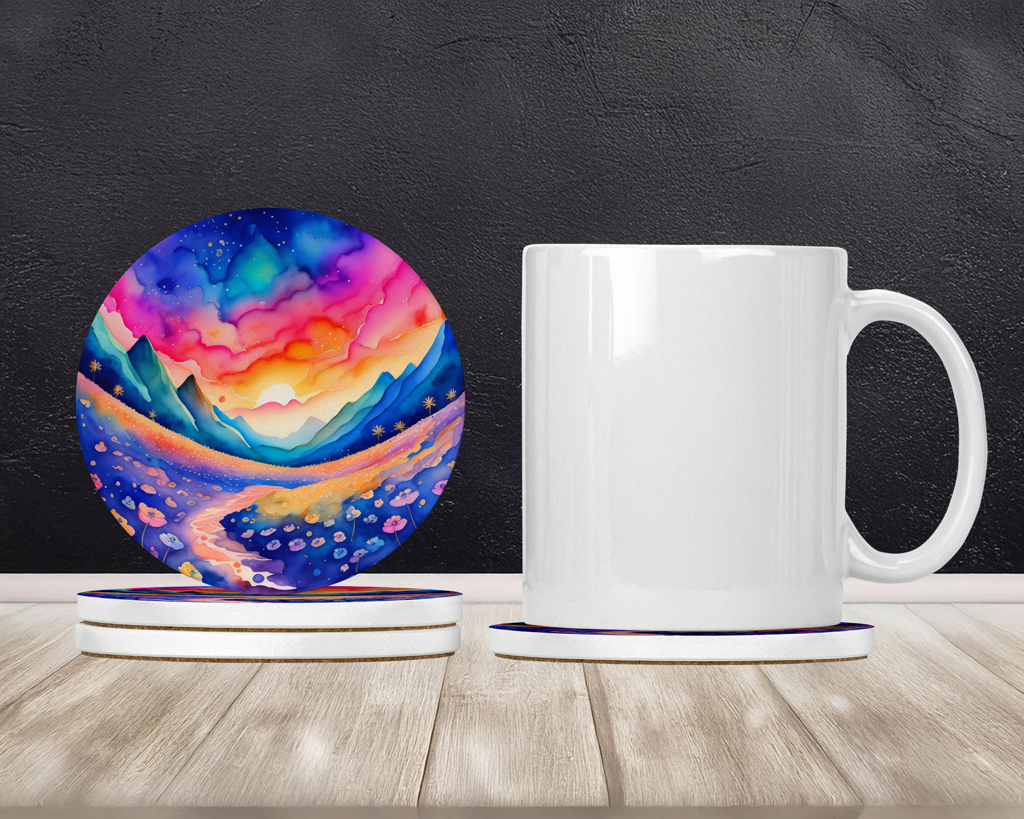 Colorful Periwinkles Large Sandstone Coasters Pack of 4