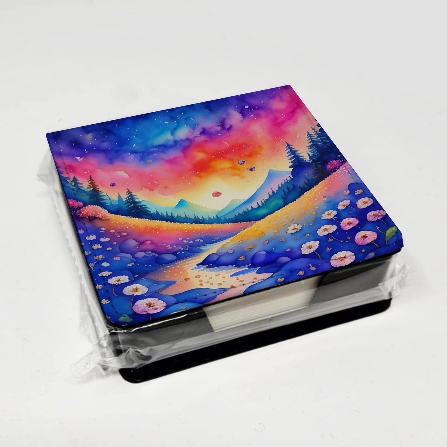 Colorful Periwinkles PU Leather Note Paper Holder