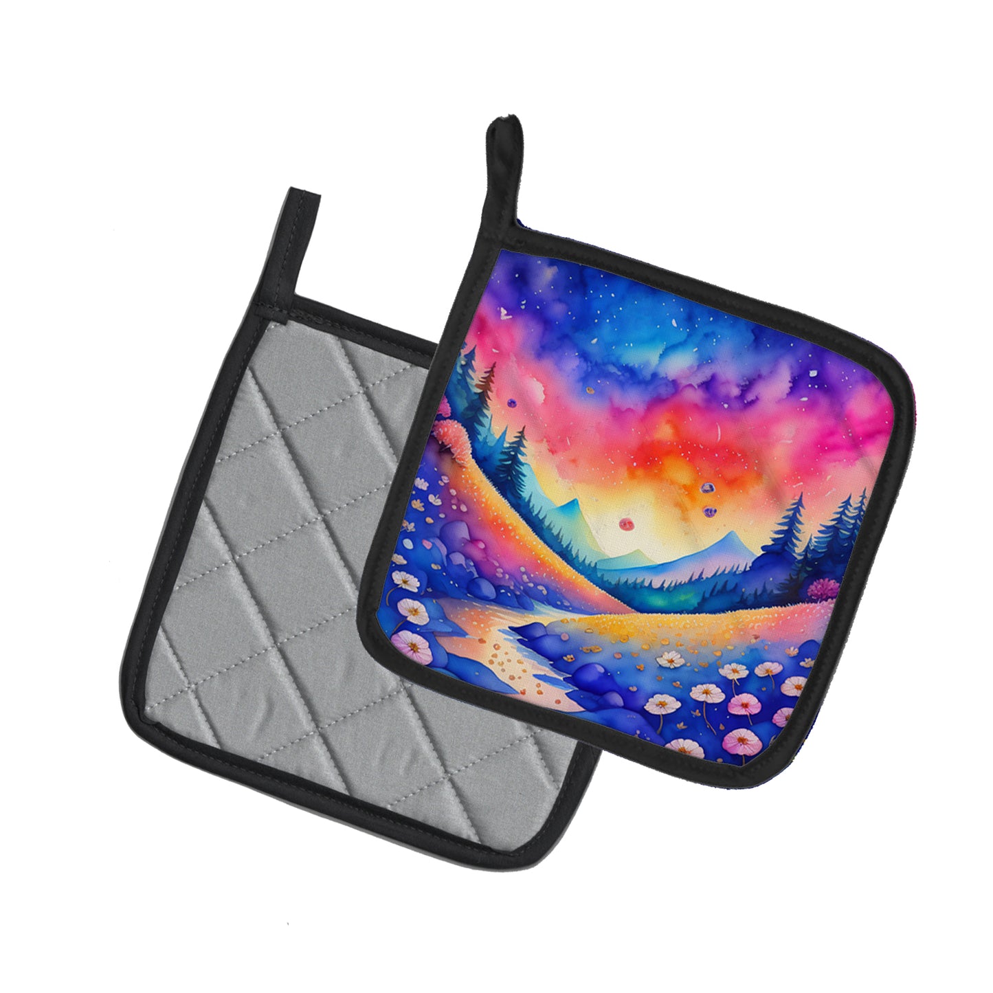 Colorful Periwinkles Pair of Pot Holders