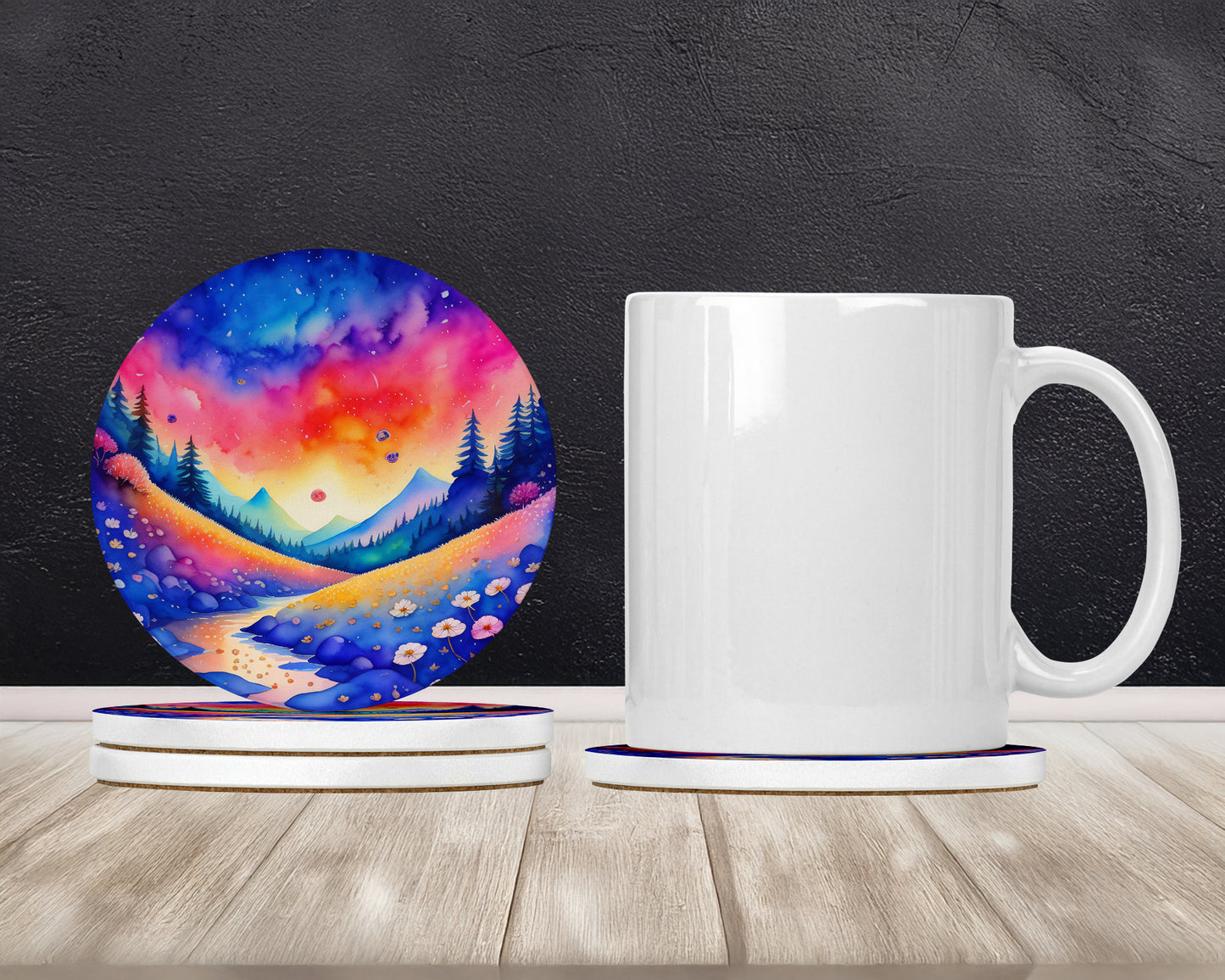 Colorful Periwinkles Large Sandstone Coasters Pack of 4