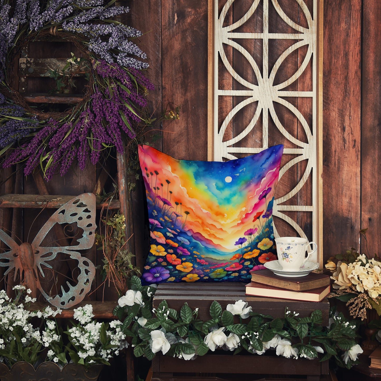 Colorful Petunias Throw Pillow