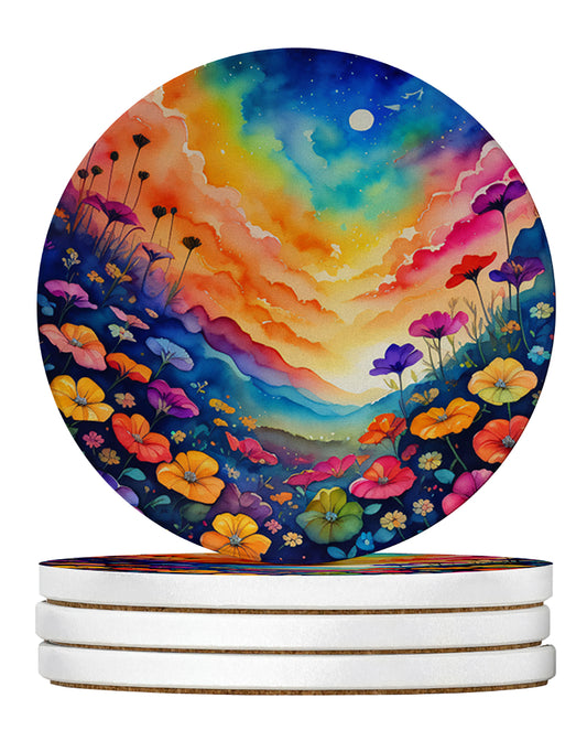 Buy this Colorful Petunias Large Sandstone Coasters Pack of 4