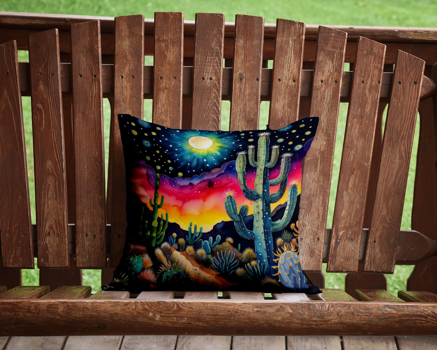 Colorful Queen of the Night Cactus Throw Pillow