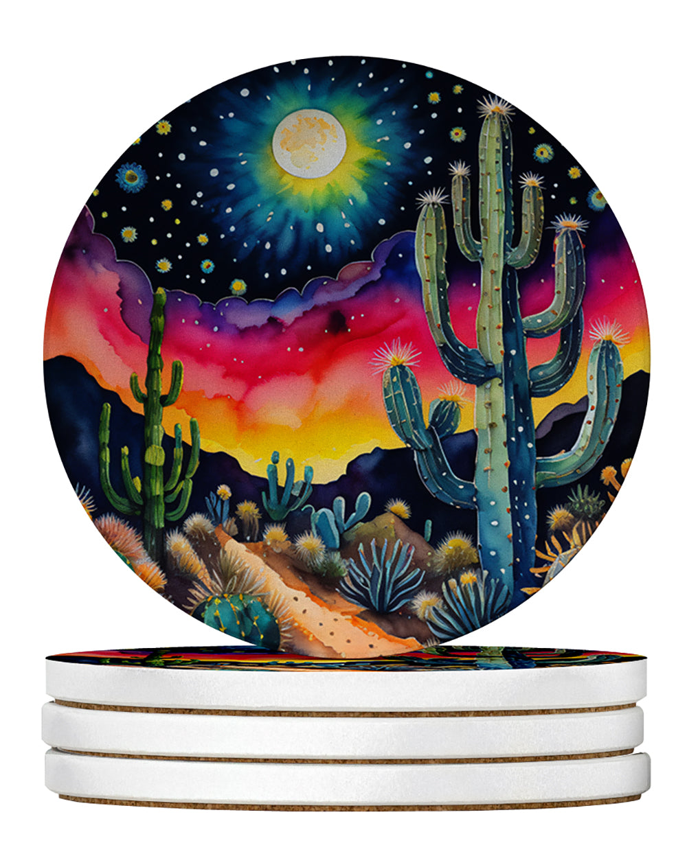 Buy this Colorful Queen of the Night Cactus Large Sandstone Coasters Pack of 4