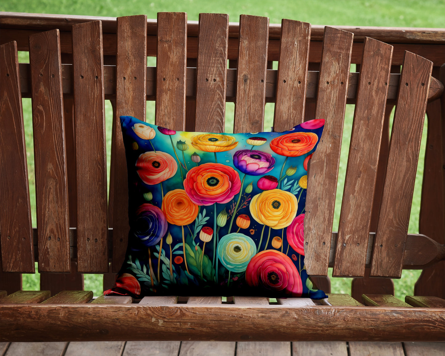 Colorful Ranunculus Throw Pillow