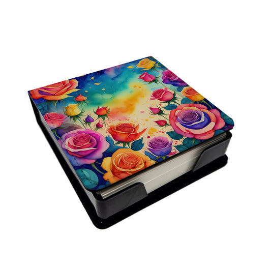 Buy this Colorful Roses PU Leather Note Paper Holder