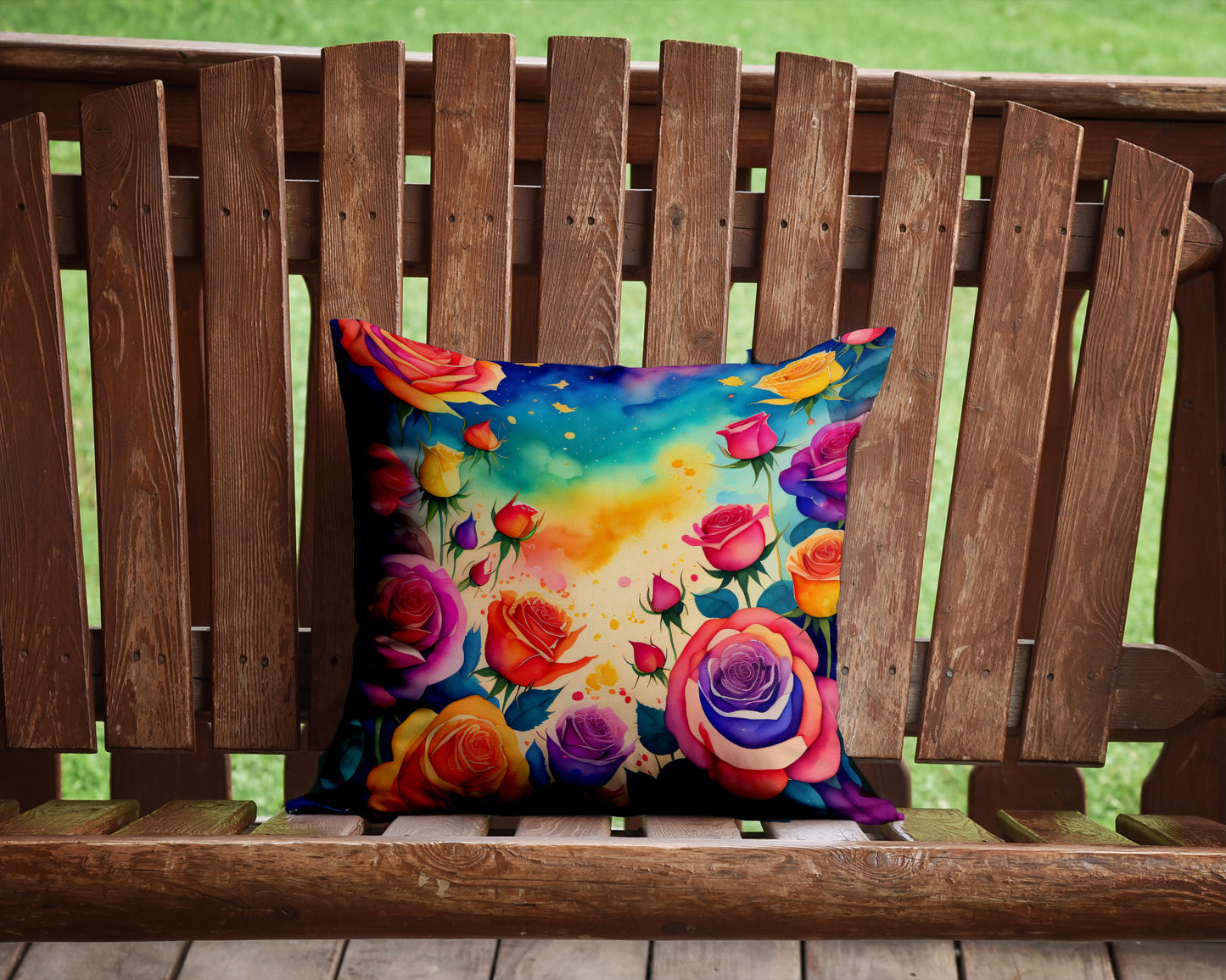 Colorful Roses Throw Pillow