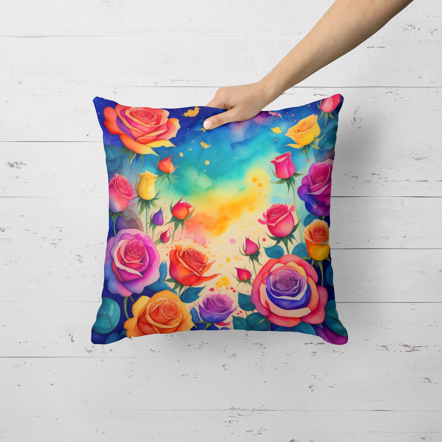 Colorful Roses Throw Pillow