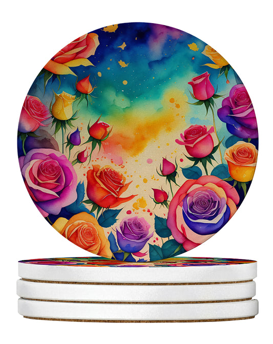 Buy this Colorful Roses Large Sandstone Coasters Pack of 4