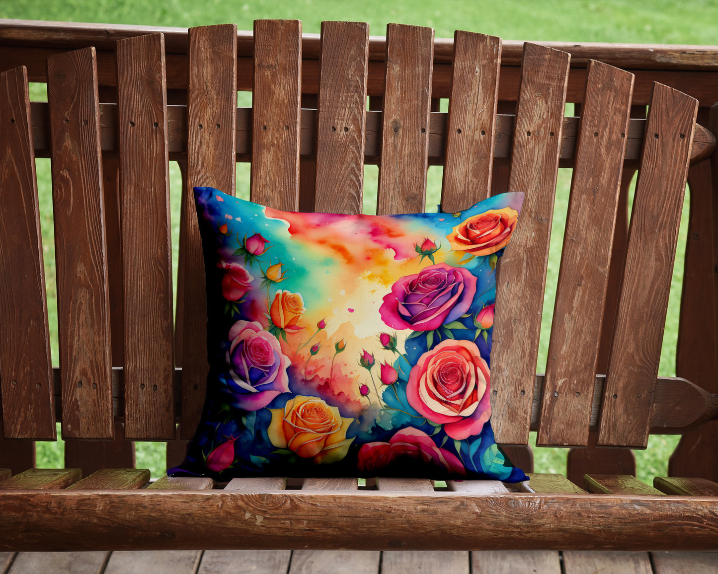 Colorful Roses Throw Pillow