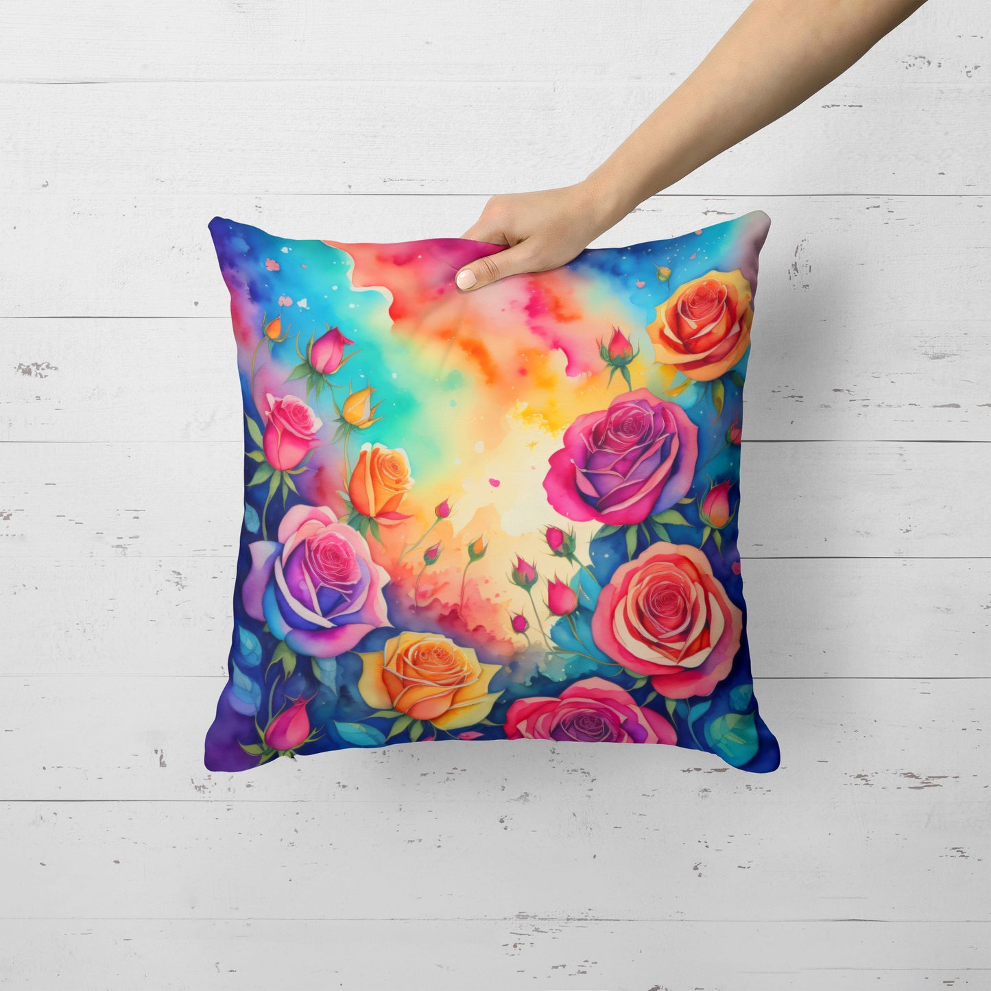 Colorful Roses Throw Pillow