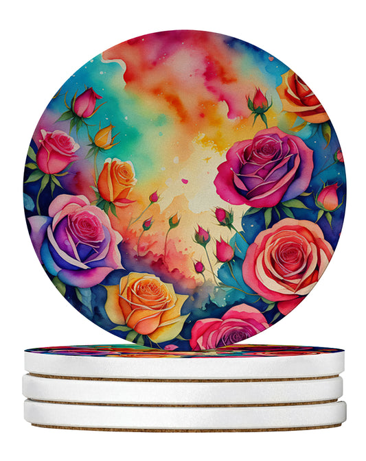 Buy this Colorful Roses Large Sandstone Coasters Pack of 4