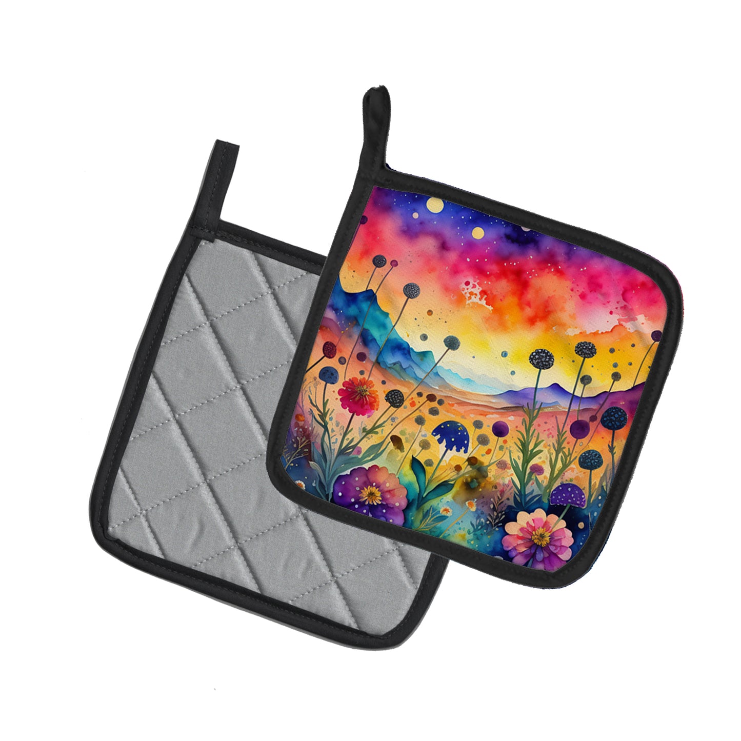 Colorful Scabiosa Pair of Pot Holders