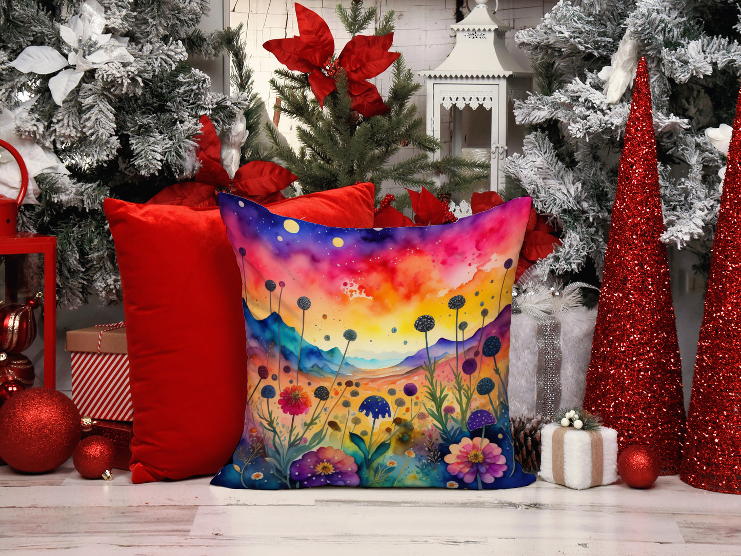 Colorful Scabiosa Throw Pillow