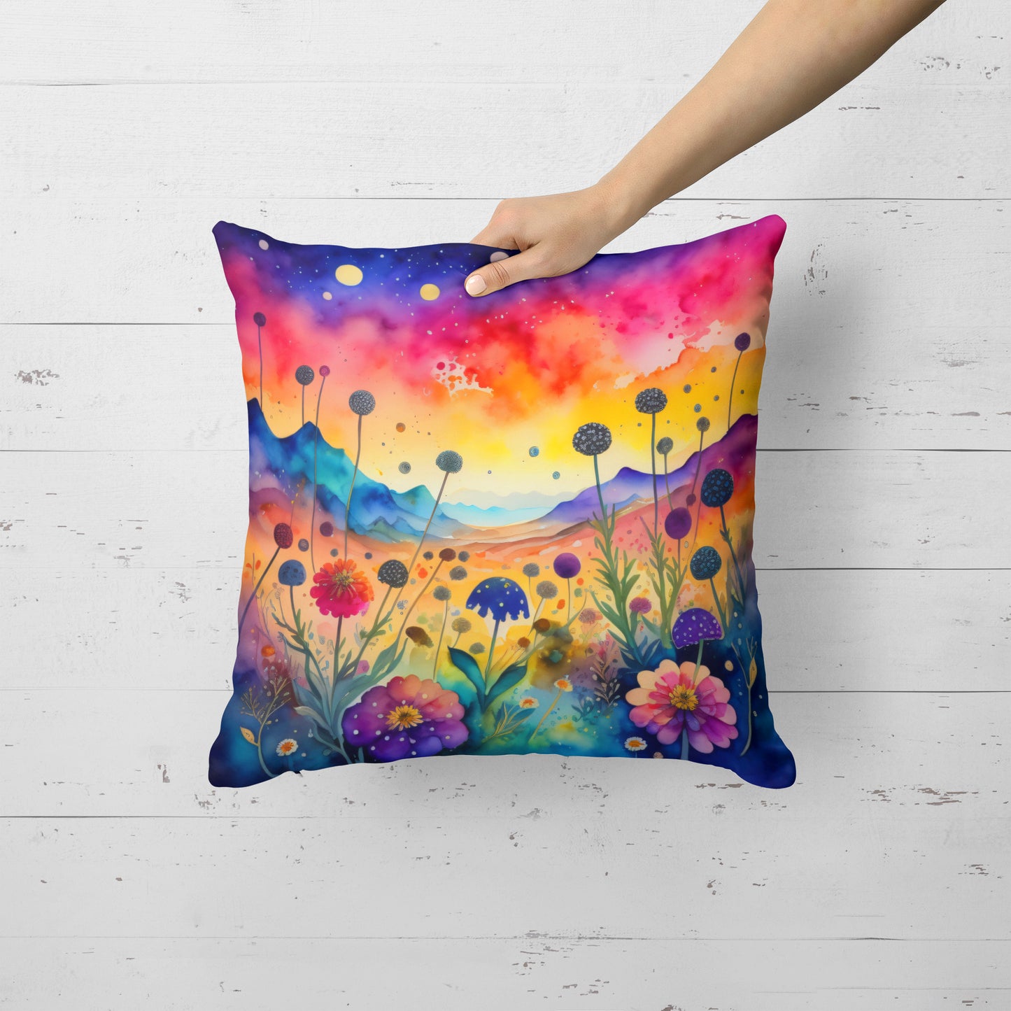 Colorful Scabiosa Throw Pillow