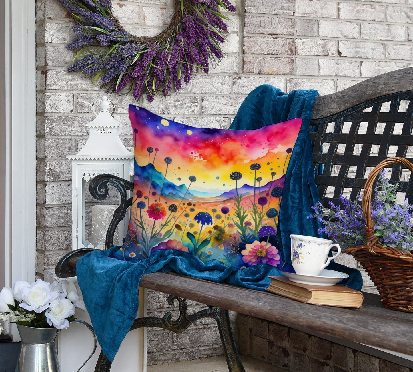 Colorful Scabiosa Throw Pillow