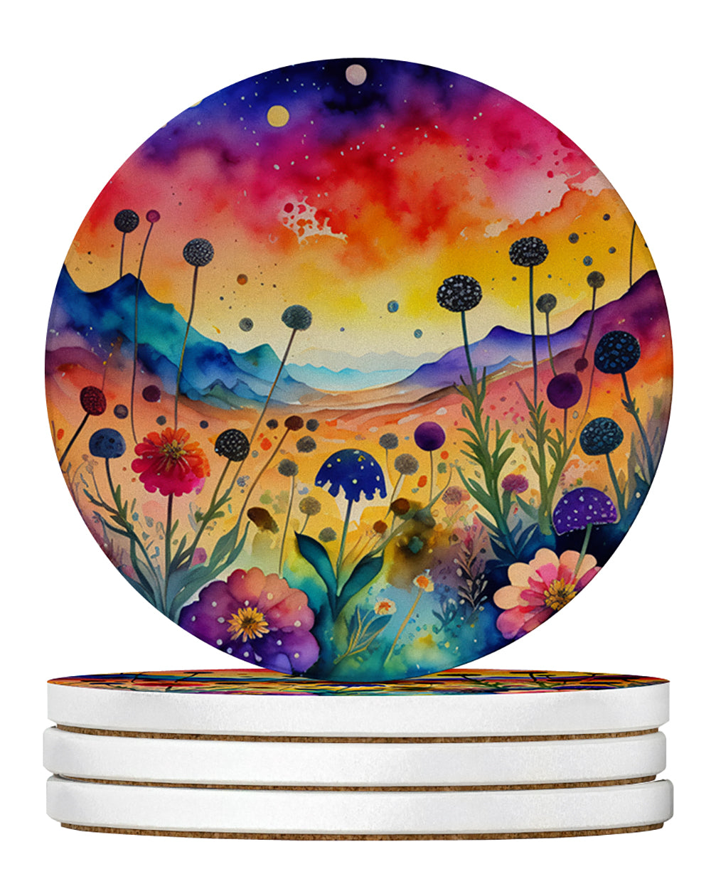 Buy this Colorful Scabiosa Large Sandstone Coasters Pack of 4