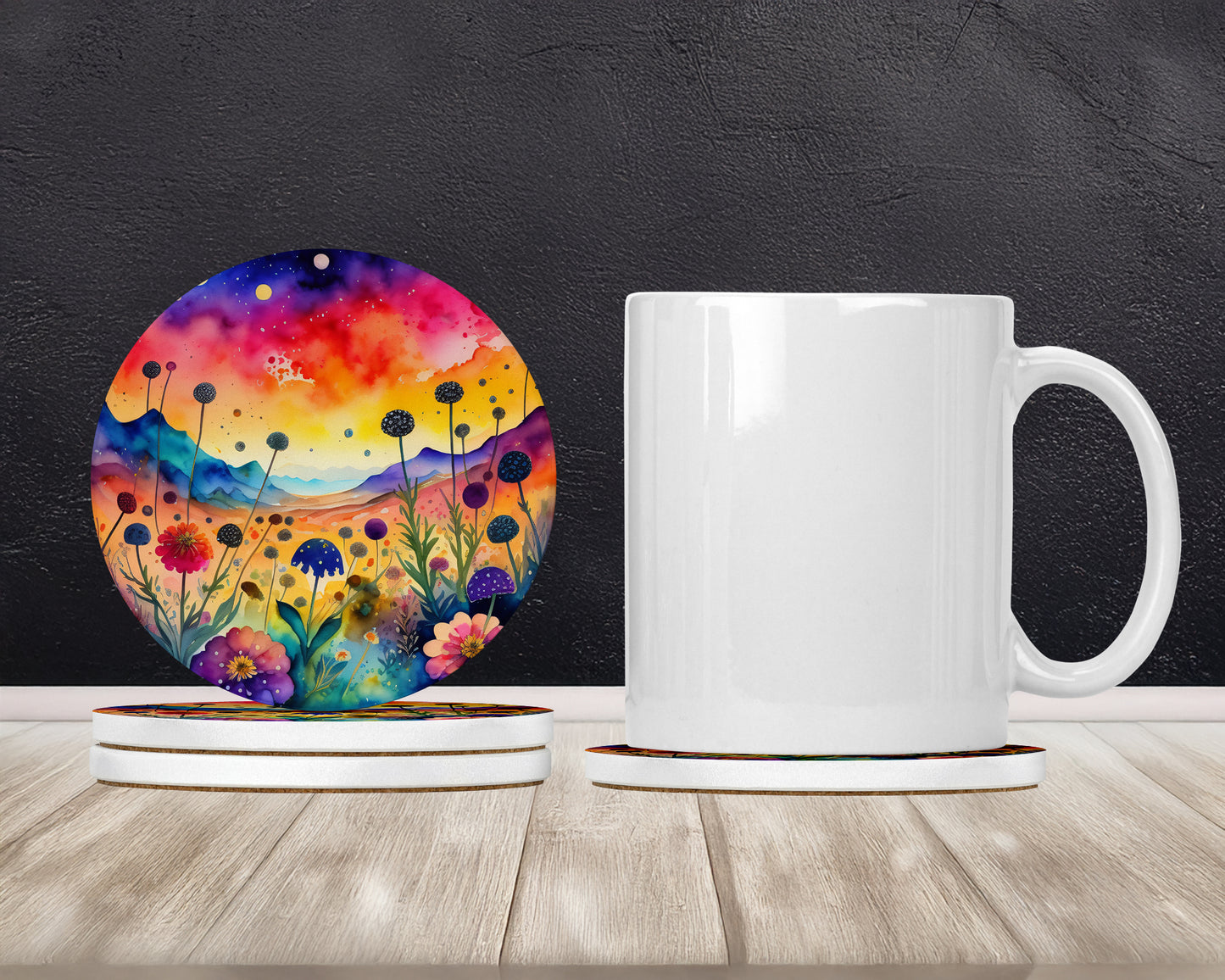 Colorful Scabiosa Large Sandstone Coasters Pack of 4