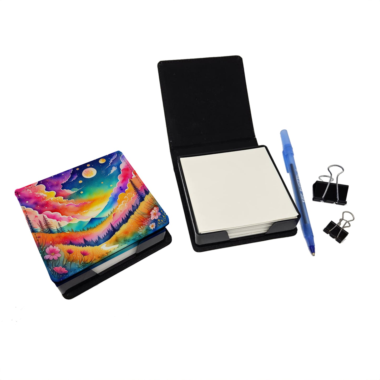 Colorful Stock, or gillyflower PU Leather Note Paper Holder