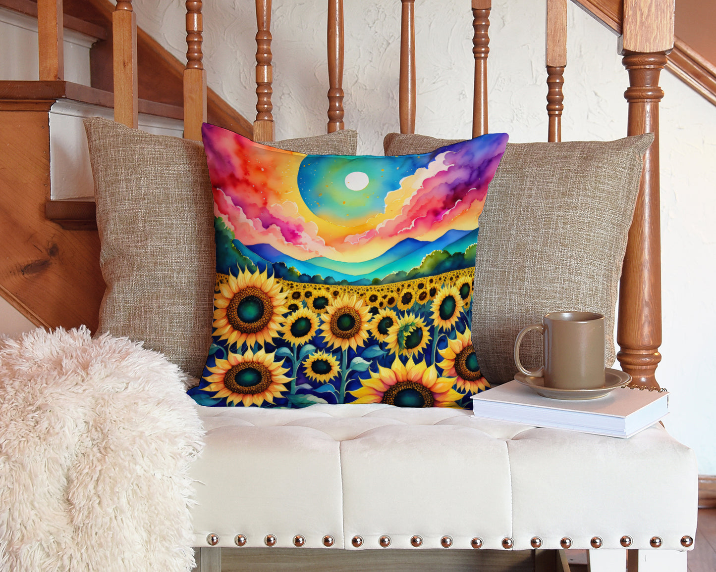 Colorful Sunflowers Throw Pillow