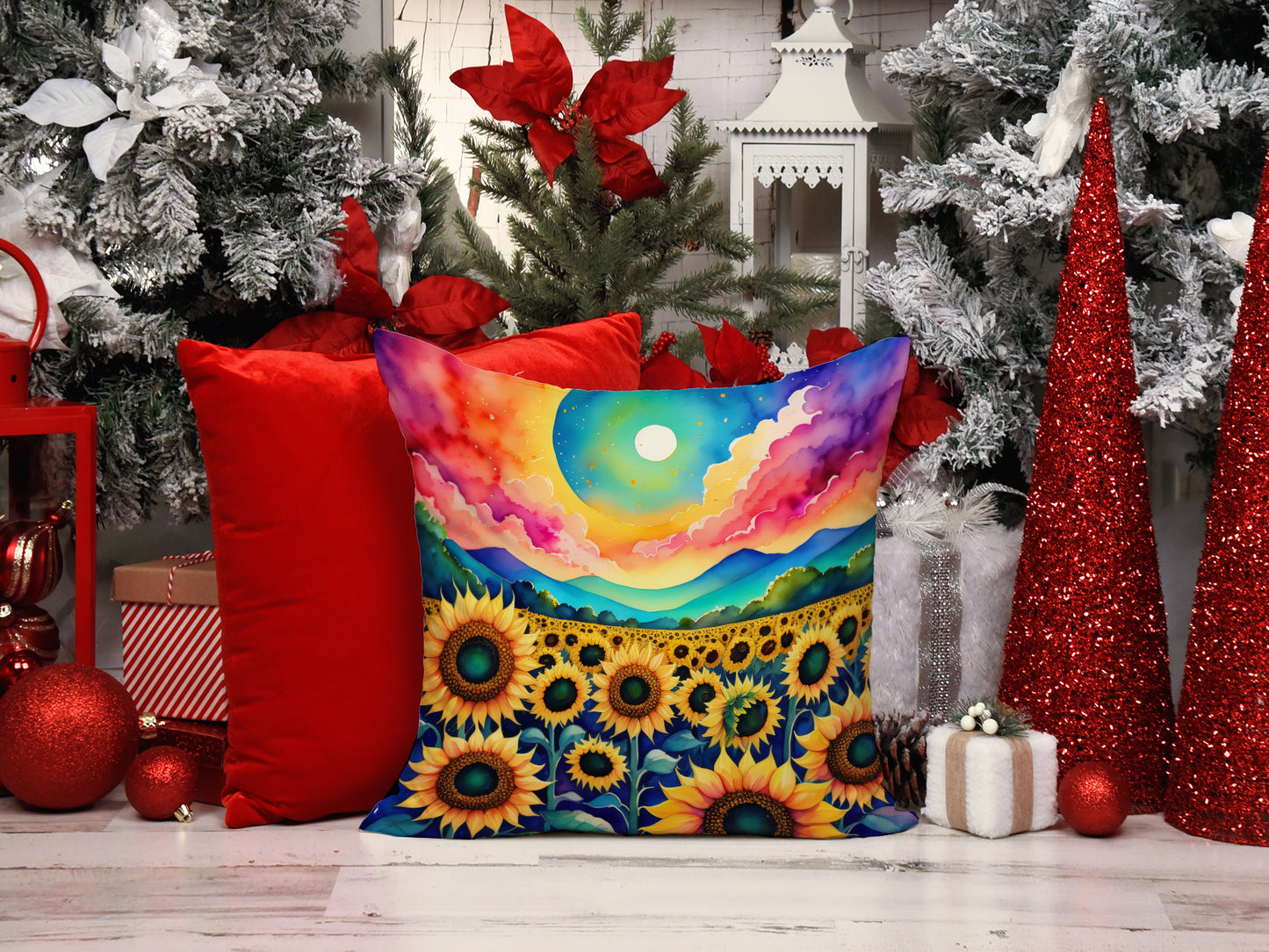 Colorful Sunflowers Throw Pillow