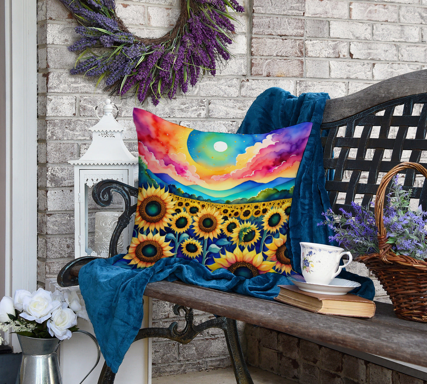 Colorful Sunflowers Throw Pillow