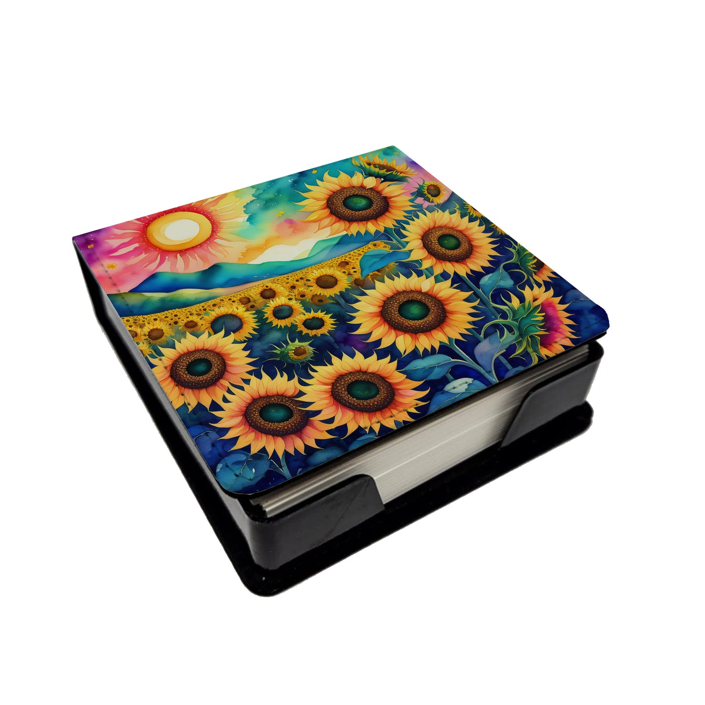 Buy this Colorful Sunflowers PU Leather Note Paper Holder