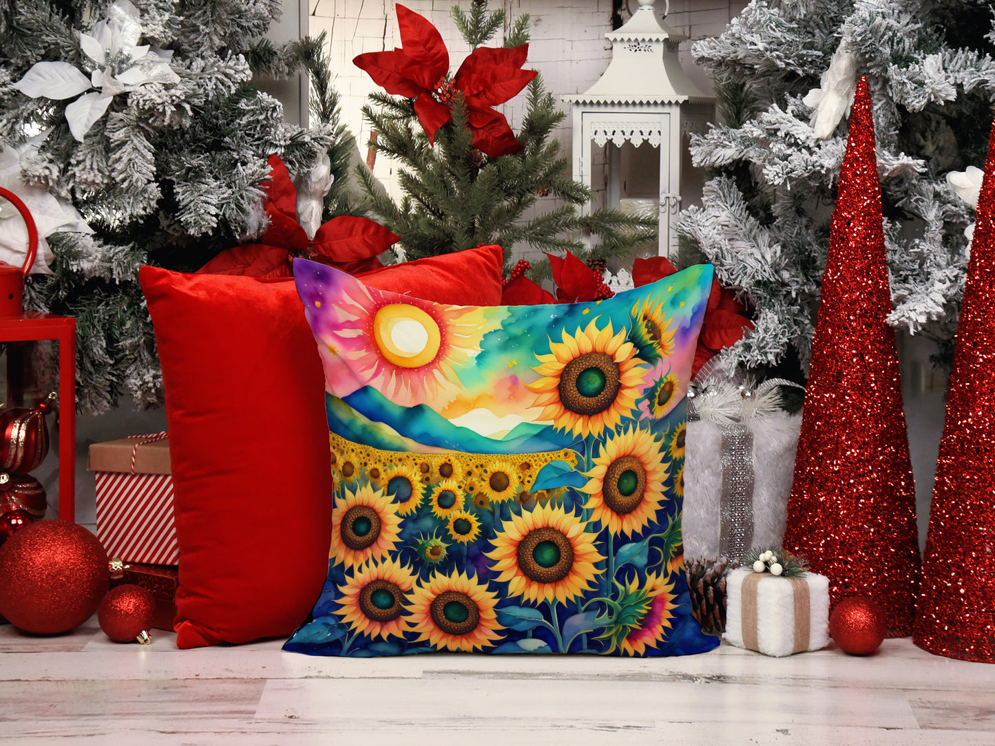 Colorful Sunflowers Throw Pillow