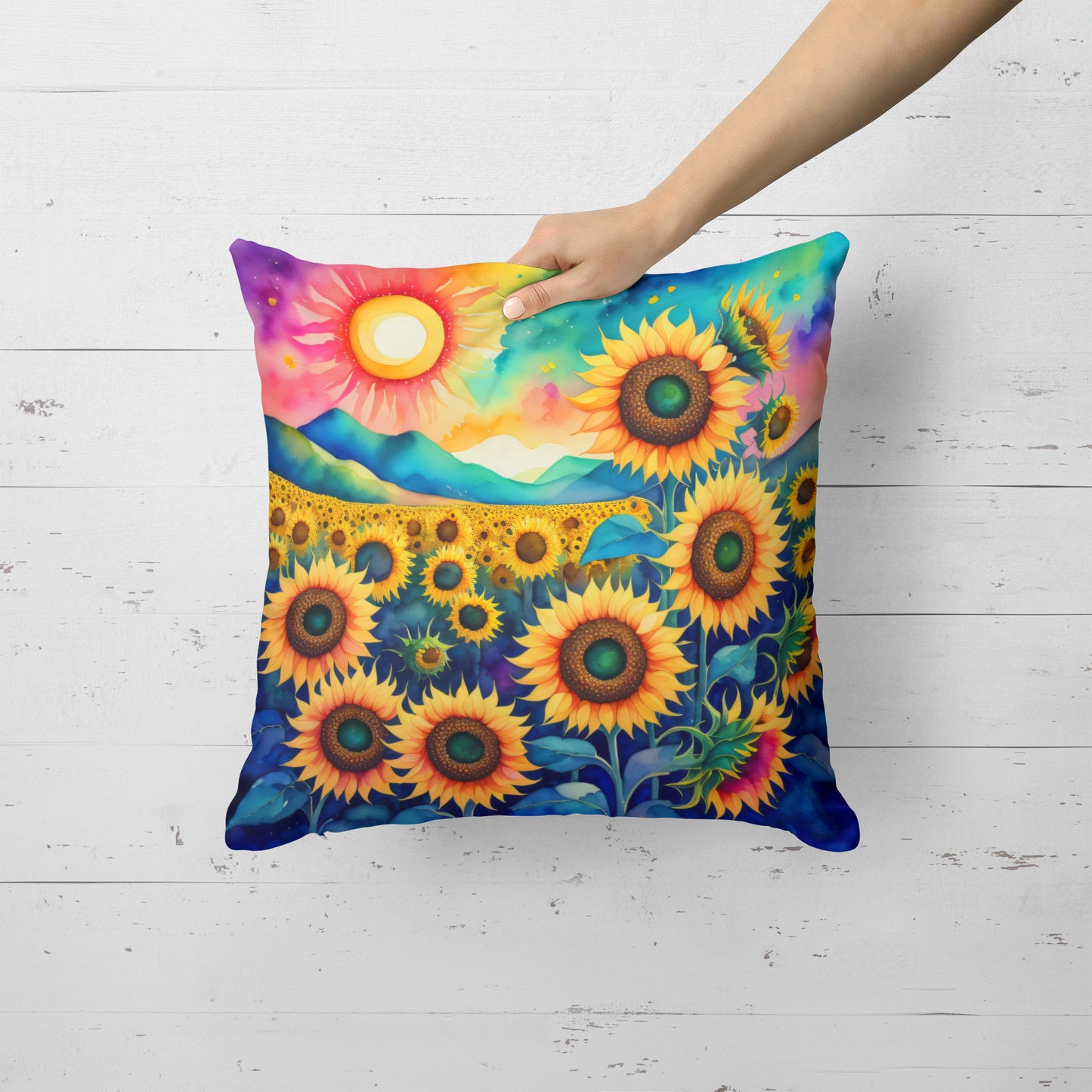 Colorful Sunflowers Throw Pillow