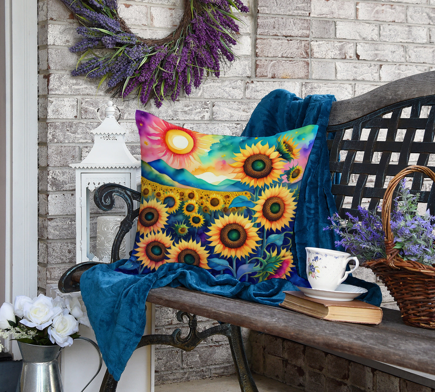 Colorful Sunflowers Throw Pillow