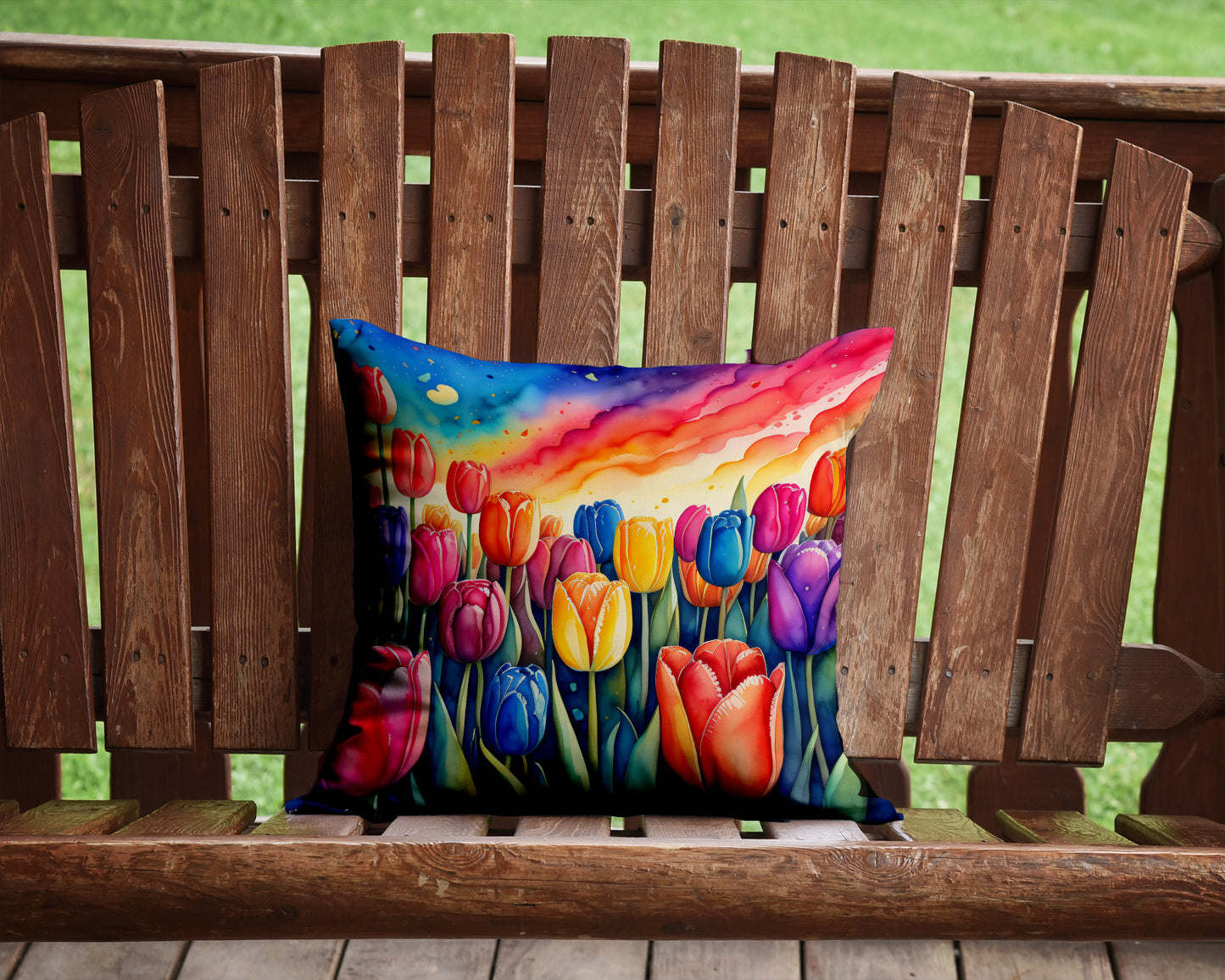 Colorful Tulips Throw Pillow