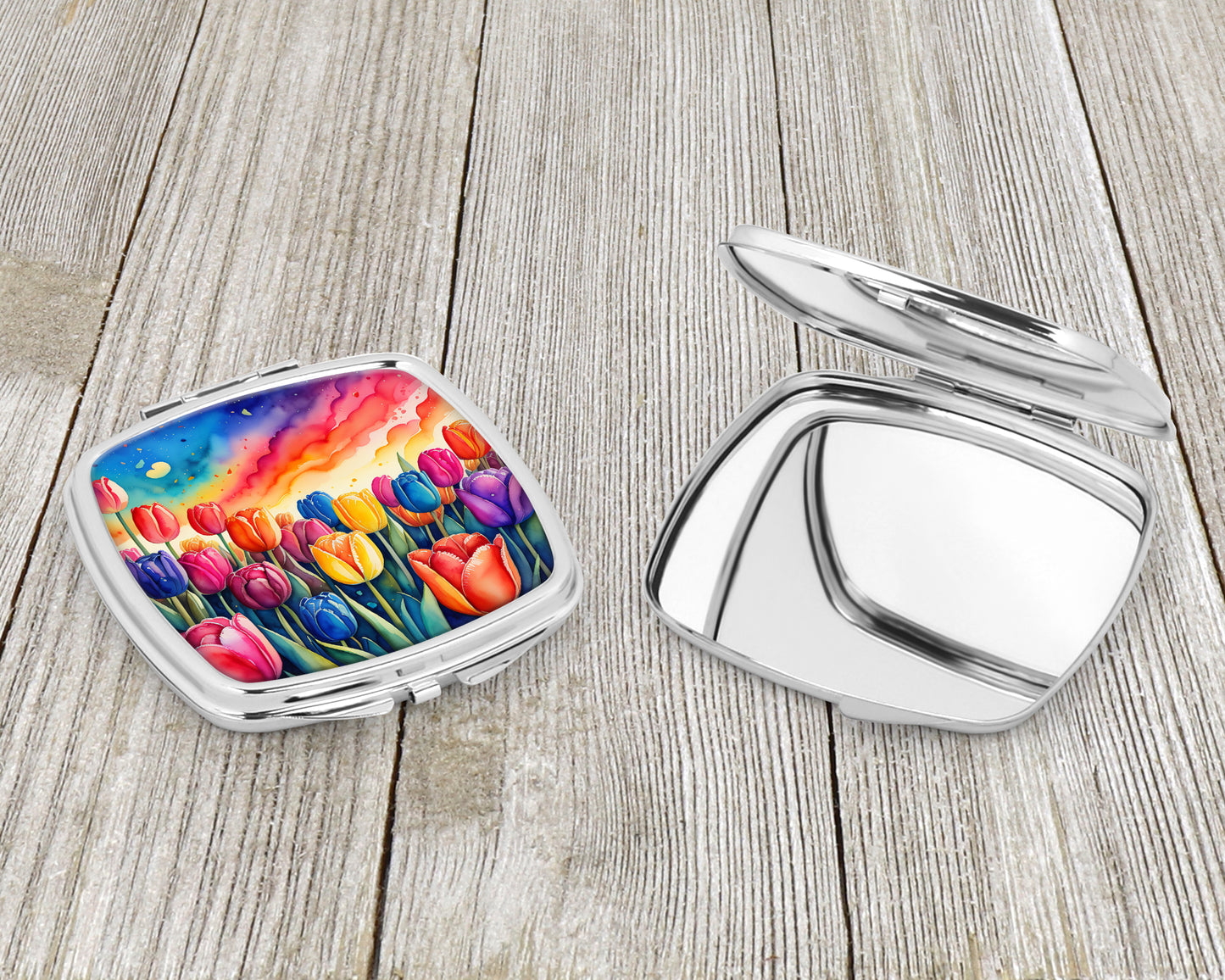 Colorful Tulips Compact Mirror