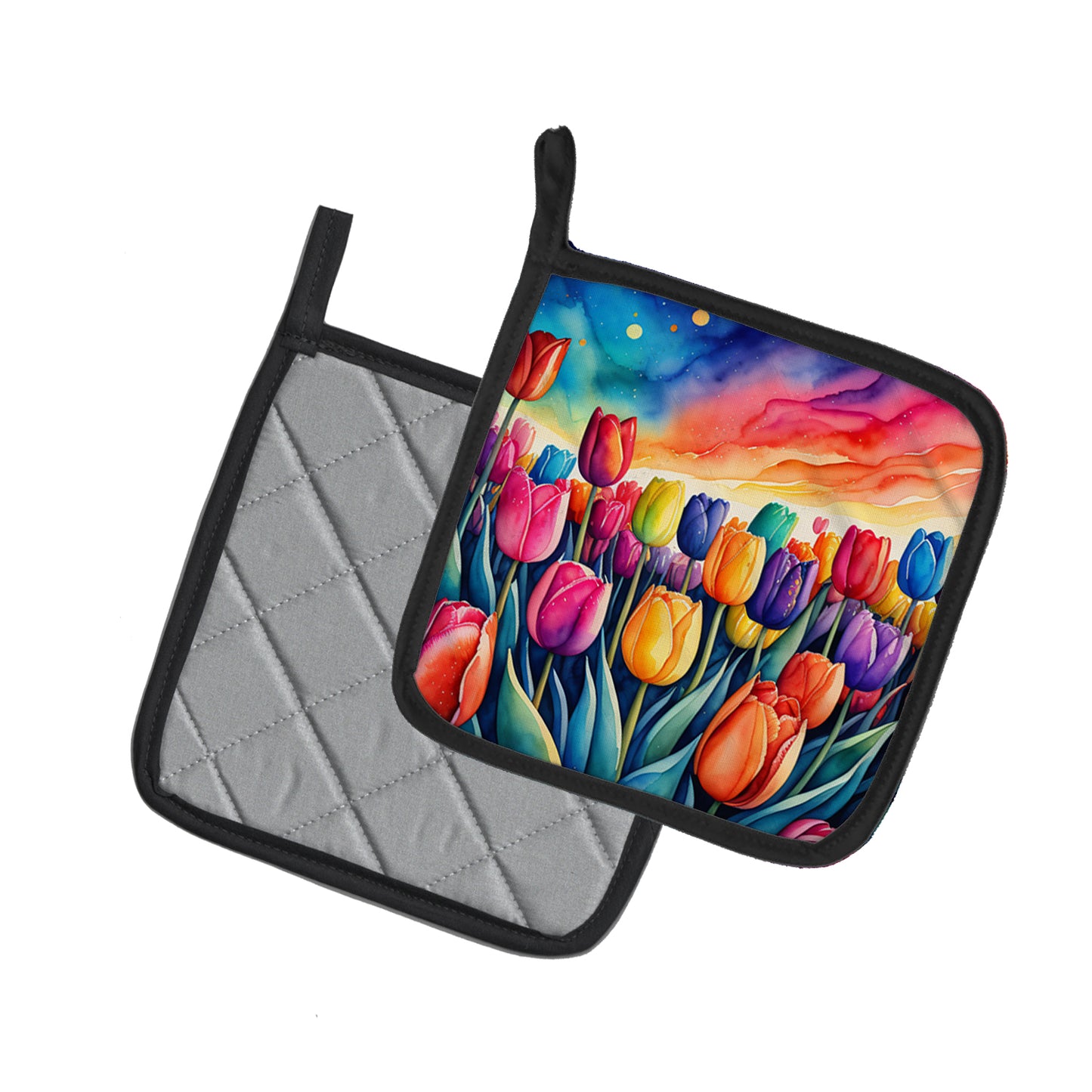 Colorful Tulips Pair of Pot Holders